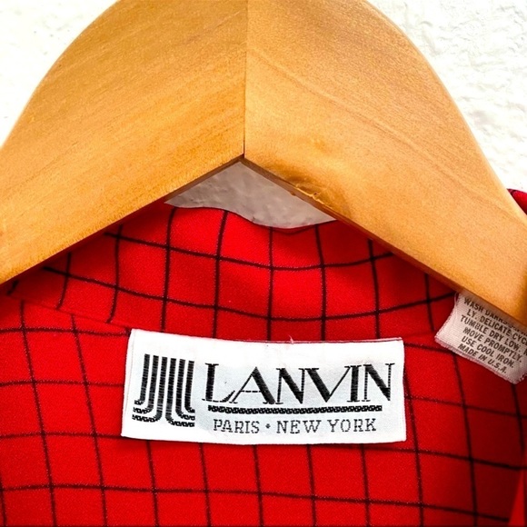 𝅺vtg 6 Lanvin dress couture gingham square vintage silk checkered pinup 60s 70s - Picture 2 of 16